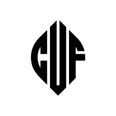 Çember ve elips şekilli CUF daire harf logosu tasarımı. Typographic tarzında CUF elips harfleri. Üç baş harf daire şeklinde bir logo oluşturuyor. CUF Çemberi Amblemi Soyut Monogram Harf İşaretleyici Vektörü.