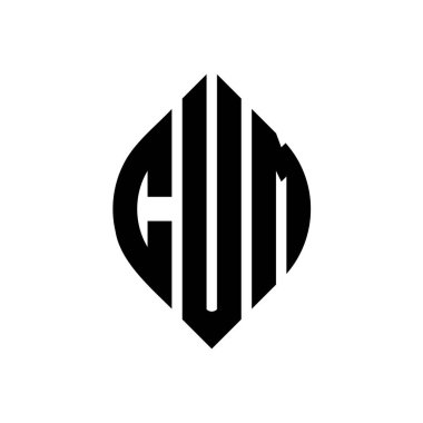 CUM circle letter logo design with circle and ellipse shape. CUM ellipse letters with typographic style. The three initials form a circle logo. CUM Circle Emblem Abstract Monogram Letter Mark Vector.
