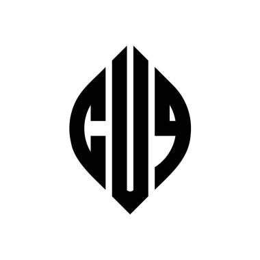 Çember ve elips şekilli CUQ daire harf logosu tasarımı. Typographic tarzında elips harfler. Üç baş harf daire şeklinde bir logo oluşturuyor. CUQ Çemberi Amblemi Soyut Monogram Harf İşaretleyici Vektörü.