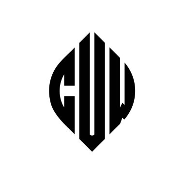 Çember ve elips şekilli CUW daire harf logosu tasarımı. CUW elips harfleri tipografik tarzda. Üç baş harf daire şeklinde bir logo oluşturuyor. CUW Çemberi Amblemi Soyut Monogram Harf İşareti Vektörü. Çember ve ellip ile CUW daire harf logosu tasarımı