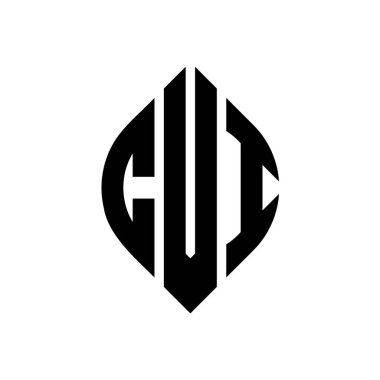 Çember ve elips şekilli CVI daire harf logosu tasarımı. Tipografik şekilli CVI elips harfleri. Üç baş harf daire şeklinde bir logo oluşturuyor. CVI Çember Amblemi Soyut Monogram Harf İşaretleyici Vektörü.
