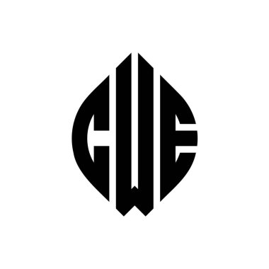 Çember ve elips şekilli CWE daire şeklinde harf logosu tasarımı. Tipografik tarzda CWE elips harfleri. Üç baş harf daire şeklinde bir logo oluşturuyor. CWE Çember Amblemi Soyut Monogram Harf İşaretleme Vektörü.