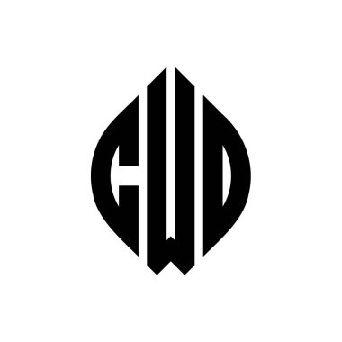 Çember ve elips şekilli CWD daire harf logosu tasarımı. CWD elips harfleri tipografik tarzda. Üç baş harf daire şeklinde bir logo oluşturuyor. CWD Çember Amblemi Soyut Monogram Harf İşaretleyici Vektörü.