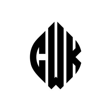 Çember ve elips şekilli CWK daire harf logosu tasarımı. Tipografik biçimli CWK elips harfleri. Üç baş harf daire şeklinde bir logo oluşturuyor. CWK Çemberi Amblemi Soyut Monogram Harf İşaretleyici Vektörü.