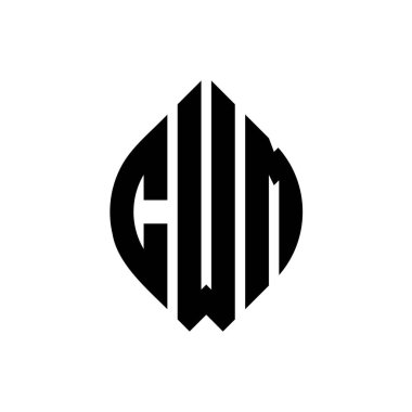 Çember ve elips şekilli CWM daire harf logosu tasarımı. Tipografik biçimli CWM elips harfleri. Üç baş harf daire şeklinde bir logo oluşturuyor. CWM Çember Amblemi Soyut Monogram Harf İşaretleyici Vektörü.