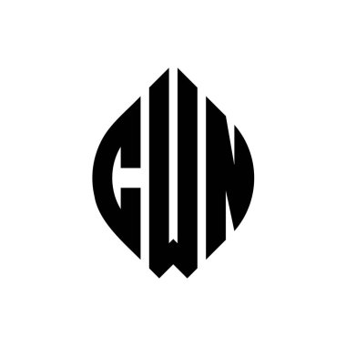 Çember ve elips şekilli CWN daire harf logosu tasarımı. Typographic tarzında CWN elips harfleri. Üç baş harf daire şeklinde bir logo oluşturuyor. CWN Çemberi Amblemi Soyut Monogram Harf İşaretleme Vektörü.