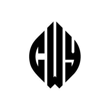 Çember ve elips şekilli CWY daire harf logosu tasarımı. Tipografik biçimli CWY elips harfleri. Üç baş harf daire şeklinde bir logo oluşturuyor. CWY Çember Amblemi Soyut Monogram Harf İşaretleyici Vektörü.