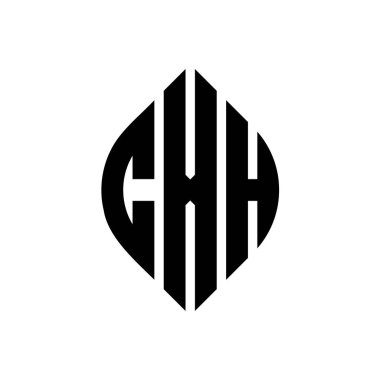 Çember ve elips şekilli CXH daire harf logosu tasarımı. Tipografik tarzda CXH elips harfleri. Üç baş harf daire şeklinde bir logo oluşturuyor. CXH Çember Amblemi Soyut Monogram Harf İşaretleyici Vektörü.