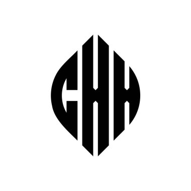 Çember ve elips şekilli CXX daire harf logosu tasarımı. Tipografik biçimli CXX elips harfleri. Üç baş harf daire şeklinde bir logo oluşturuyor. CXX Çember Amblemi Soyut Monogram Harf İşaretleyici Vektörü.