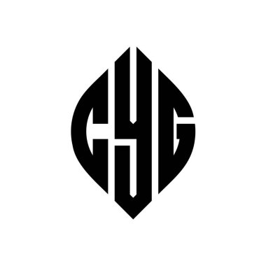 Çember ve elips şekilli CYG daire harf logosu tasarımı. Tipografik biçimli CYG elips harfleri. Üç baş harf daire şeklinde bir logo oluşturuyor. CYG Çember Amblemi Soyut Monogram Harf İşaretleyici Vektörü.