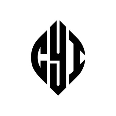 Çember ve elips şekilli CYI daire harf logosu tasarımı. Typographic tarzında CYI elips harfleri. Üç baş harf daire şeklinde bir logo oluşturuyor. CYI Çember Amblemi Soyut Monogram Harf İşaretleyici Vektörü.