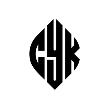 Çember ve elips şekilli CYK daire harf logosu tasarımı. Typographic tarzında CYK elips harfleri. Üç baş harf daire şeklinde bir logo oluşturuyor. CYK Çember Amblemi Soyut Monogram Harf İşaretleyici Vektörü.