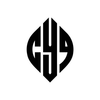 Çember ve elips şekilli CYQ daire harf logosu tasarımı. Typographic tarzında CYQ elips harfleri. Üç baş harf daire şeklinde bir logo oluşturuyor. CYQ Çember Amblemi Soyut Monogram Harf İşaretleyici Vektörü.