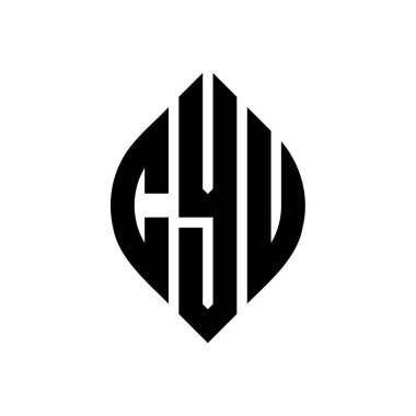 Çember ve elips şekilli Cyu daire harf logosu tasarımı. CYU elips harfleri tipografik tarzda. Üç baş harf daire şeklinde bir logo oluşturuyor. CYU Çember Amblemi Soyut Monogram Harf İşaretleyici Vektörü.