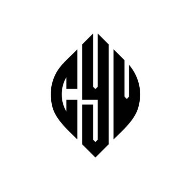 Çember ve elips şekilli CYV daire harf logosu tasarımı. Tipografik biçimli CYV elips harfleri. Üç baş harf daire şeklinde bir logo oluşturuyor. CYV Çember Amblemi Soyut Monogram Harf İşaretleyici Vektörü.