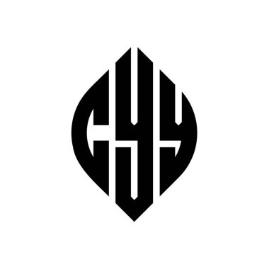 Çember ve elips şekilli CYY daire harf logosu tasarımı. Tipografik biçimli CYY elips harfleri. Üç baş harf daire şeklinde bir logo oluşturuyor. CYY Çember Amblemi Soyut Monogram Harf İşaretleyici Vektörü.