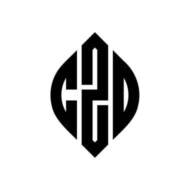 Dairesel ve elips şekilli CZD daire harf logosu tasarımı. Tipografik biçimli CZD elips harfleri. Üç baş harf daire şeklinde bir logo oluşturuyor. CZD Çember Amblemi Soyut Monogram Harf İşaretleyici Vektörü.