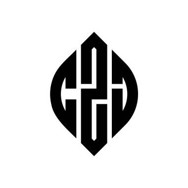 ÇZJ daire şeklinde ve elips şekilli harf logosu tasarımı. Tipografik biçimli CZJ elips harfleri. Üç baş harf daire şeklinde bir logo oluşturuyor. CZJ Çember Amblemi Soyut Monogram Harf İşaretleyici Vektörü.
