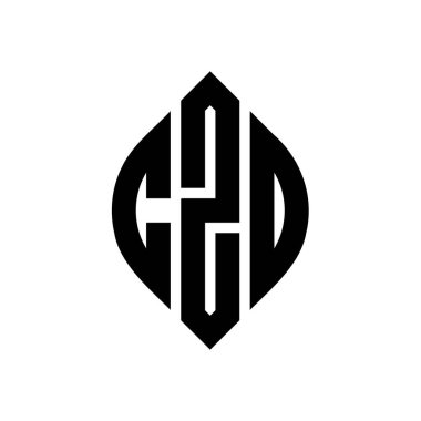 ÇZO yuvarlak harf logosu dizaynı. Çember ve elips şeklinde. Tipografik biçimli CZO elips harfleri. Üç baş harf daire şeklinde bir logo oluşturuyor. CZO Çemberi Amblemi Soyut Monogram Harf İşaretleyici Vektörü.