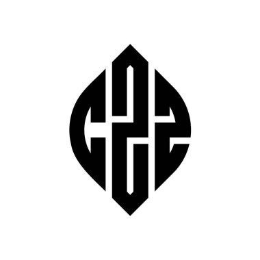 ÇZZ daire harf logosu dizaynı, daire ve elips şeklinde. Tipografik biçimli CZZ elips harfleri. Üç baş harf daire şeklinde bir logo oluşturuyor. CZZ Çember Amblemi Soyut Monogram Harf İşaretleyici Vektörü.