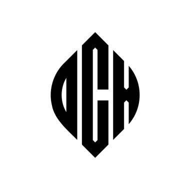 Daire ve elips şekilli DCX daire harf logosu tasarımı. Tipografik biçimli DCX elips harfleri. Üç baş harf daire şeklinde bir logo oluşturuyor. DCX Çember Amblemi Soyut Monogram Harf İşaretleyici Vektörü.