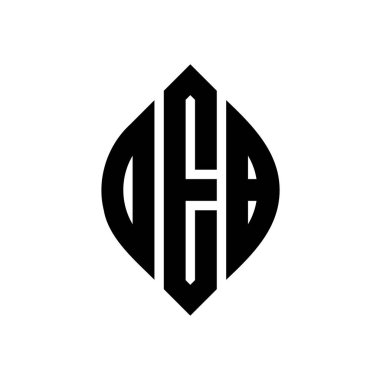 Çember ve elips şekilli DEB daire harf logosu tasarımı. DEB elips harfleri tipografik tarzda. Üç baş harf daire şeklinde bir logo oluşturuyor. DEB Çemberi Amblemi Soyut Monogram Harf İşaretleme Vektörü.