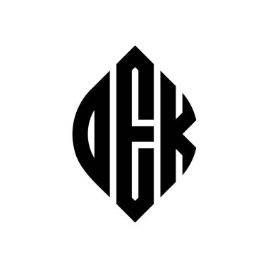 Çember ve elips şekilli DEK daire harf logosu tasarımı. Tipografik biçimli DEK elips harfleri. Üç baş harf daire şeklinde bir logo oluşturuyor. DEK Çember Amblemi Soyut Monogram Harf İşaretleyici Vektörü.