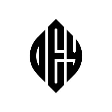 Çember ve elips şekilli DEY daire harf logosu tasarımı. Tipografik biçimli DEY elips harfleri. Üç baş harf daire şeklinde bir logo oluşturuyor. DEY Çember Amblemi Soyut Monogram Harf İşaretleyici Vektörü.