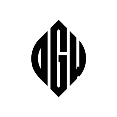 Daire ve elips şekilli DGW daire harf logosu tasarımı. DGW elips harfleri tipografik tarzda. Üç baş harf daire şeklinde bir logo oluşturuyor. DGW Çember Amblemi Soyut Monogram Harf İşaretleyici Vektörü.