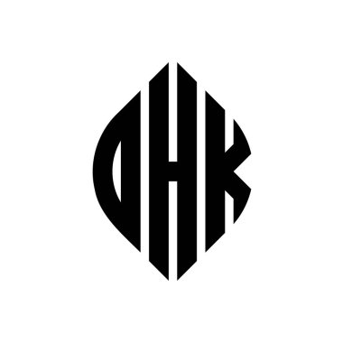 Daire ve elips şekilli DHK daire harf logosu tasarımı. Tipografik biçimli DHK elips harfleri. Üç baş harf daire şeklinde bir logo oluşturuyor. DHK Çember Amblemi Soyut Monogram Harf İşaretleyici Vektörü.