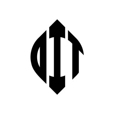 Daire ve elips şekilli DIT daire harf logosu tasarımı. Tipografik biçimli DIT elips harfleri. Üç baş harf daire şeklinde bir logo oluşturuyor. DIT Çemberi Amblemi Soyut Monogram Harf İşaretleme Vektörü.
