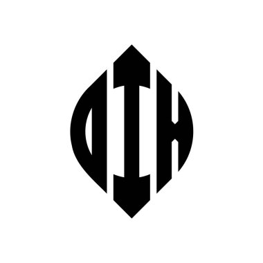 Daire ve elips şekilli DIX daire harf logosu tasarımı. Tipografik biçimli DIX elips harfleri. Üç baş harf daire şeklinde bir logo oluşturuyor. DIX Çember Amblemi Soyut Monogram Harf İşaretleyici Vektörü.