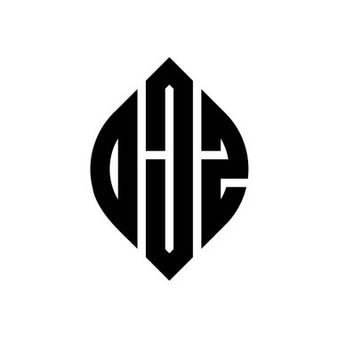 Daire ve elips şekilli DJZ daire harf logosu tasarımı. Tipografik biçimli DJZ elips harfleri. Üç baş harf daire şeklinde bir logo oluşturuyor. DJZ Çember Amblemi Soyut Monogram Harf İşaretleyici Vektörü.
