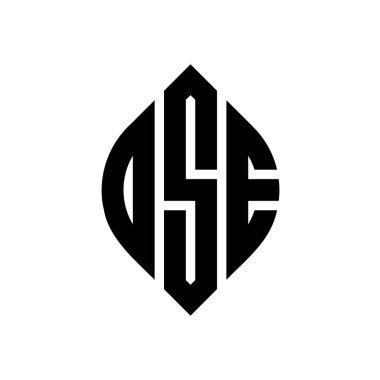 Çember ve elips şekilli DSE daire harf logosu tasarımı. Tipografik biçimli DSE elips harfleri. Üç baş harf daire şeklinde bir logo oluşturuyor. DSE Çemberi Amblemi Soyut Monogram Harf İşaretleyici Vektörü.