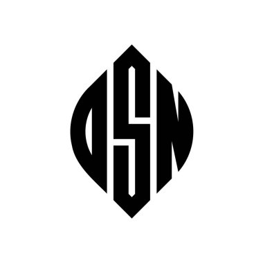 Daire ve elips şekilli DSN daire harf logosu tasarımı. Tipografik biçimli DSN elips harfleri. Üç baş harf daire şeklinde bir logo oluşturuyor. DSN Çember Amblemi Soyut Monogram Harf İşaretleyici Vektörü.