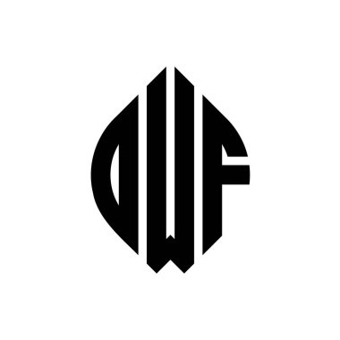 Daire ve elips şekilli DWF daire harf logosu tasarımı. Tipografik tarzda DWF elips harfleri. Üç baş harf daire şeklinde bir logo oluşturuyor. DWF Çember Amblemi Soyut Monogram Harf İşaretleyici Vektörü.