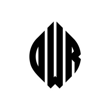Daire ve elips şekilli DWR daire harf logosu tasarımı. DWR elips harfleri tipografik tarzda. Üç baş harf daire şeklinde bir logo oluşturuyor. DWR Çember Amblemi Soyut Monogram Harf İşaretleyici Vektörü.