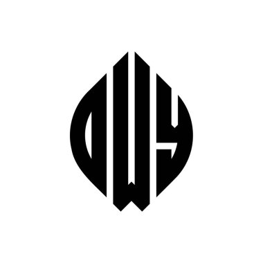 Daire ve elips şekilli DWY daire harf logosu tasarımı. DWY elips harfleri tipografik tarzda. Üç baş harf daire şeklinde bir logo oluşturuyor. DWY Çember Amblemi Soyut Monogram Harf İşaretleyici Vektörü.