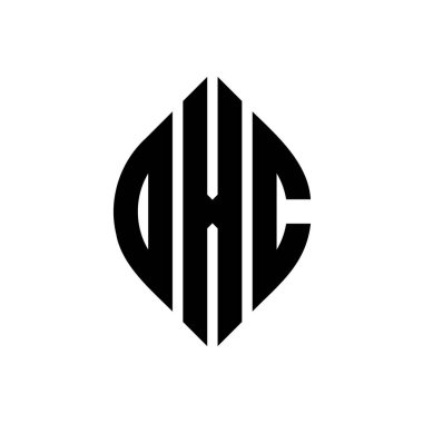 Daire ve elips şekilli DXC daire harf logosu tasarımı. Tipografik biçimli DXC elips harfleri. Üç baş harf daire şeklinde bir logo oluşturuyor. DXC Çember Amblemi Soyut Monogram Harf İşaretleyici Vektörü.