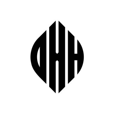 Daire ve elips şekilli DXH daire harf logosu tasarımı. Tipografik biçimli DXH elips harfleri. Üç baş harf daire şeklinde bir logo oluşturuyor. DXH Çember Amblemi Soyut Monogram Harf İşaretleyici Vektörü.