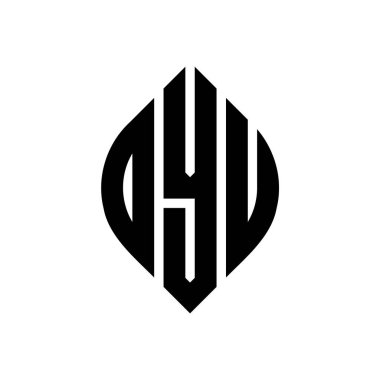 Daire ve elips şekilli Dyu daire harf logosu tasarımı. Dyu elips harfleri tipografik tarzda. Üç baş harf daire şeklinde bir logo oluşturuyor. DYU Çember Amblemi Soyut Monogram Harf İşaretleyici Vektörü.