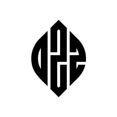 Daire ve elips şekilli DZZ daire harf logosu tasarımı. Tipografik biçimli DZZ elips harfleri. Üç baş harf daire şeklinde bir logo oluşturuyor. DZZ Çember Amblemi Soyut Monogram Harf İşaretleyici Vektörü.
