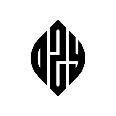 Çember ve elips şekilli DZY daire harf logosu tasarımı. Tipografik biçimli DZY elips harfleri. Üç baş harf daire şeklinde bir logo oluşturuyor. DZY Çember Amblemi Soyut Monogram Harf İşaretleyici Vektörü.