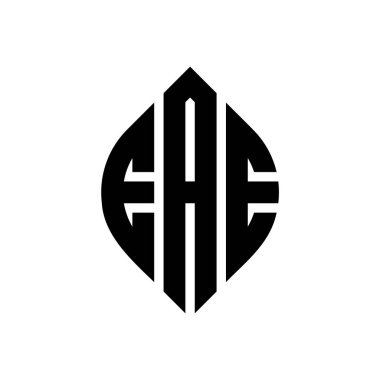 Çember ve elips şekilli EAE daire harf logosu tasarımı. EAE elips harfleri tipografik tarzda. Üç baş harf daire şeklinde bir logo oluşturuyor. EAE Çember Amblemi Soyut Monogram Harf İşaretleyici Vektörü.