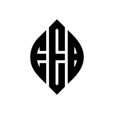 Çember ve elips şekilli EEB daire harf logosu tasarımı. Tipografik şekilli EEB elips harfleri. Üç baş harf daire şeklinde bir logo oluşturuyor. EEB Çemberi Amblemi Soyut Monogram Harf İşaretleme Vektörü.