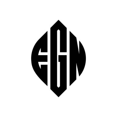 Çember ve elips şekilli EGN daire harf logosu tasarımı. Tipografik biçimli EGN elips harfleri. Üç baş harf daire şeklinde bir logo oluşturuyor. EGN Çember Amblemi Soyut Monogram Harf İşaretleyici Vektörü.