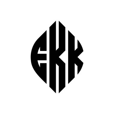 Çember ve elips şekilli EKK daire harf logosu tasarımı. EKK elips harfleri tipografik tarzda. Üç baş harf daire şeklinde bir logo oluşturuyor. EKK Çember Amblemi Soyut Monogram Harf İşaretleme Vektörü.