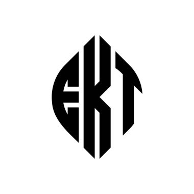 Çember ve elips şekilli EKT daire harf logosu tasarımı. Typographic tarzında EKT elips harfleri. Üç baş harf daire şeklinde bir logo oluşturuyor. EKT Çemberi Amblemi Soyut Monogram Harf İşaretleme Vektörü.