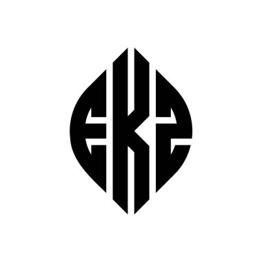 Çember ve elips şekilli EKZ daire harf logosu tasarımı. Typographic tarzında EKZ elips harfleri. Üç baş harf daire şeklinde bir logo oluşturuyor. EKZ Çember Amblemi Soyut Monogram Harf İşaretleme Vektörü.