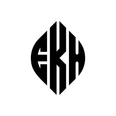 Çember ve elips şekilli EKX daire harf logosu tasarımı. Typographic tarzında EKX elips harfleri. Üç baş harf daire şeklinde bir logo oluşturuyor. EKX Çember Amblemi Soyut Monogram Harf İşaretleme Vektörü.